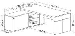 Mesa Diretor em L com Tomada 183x202cm Corp A06 Carvalho/Branco - Mpoz