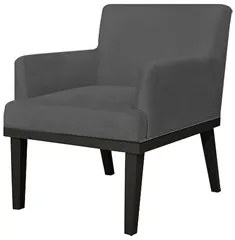 Poltrona Decorativa Sala de Estar e Recepção Vitória W01 Suede Cinza -