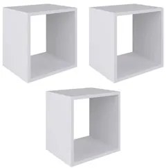 Kit 3 Nichos Decorativos de Parede Quadrado Branco - AJL Móveis
