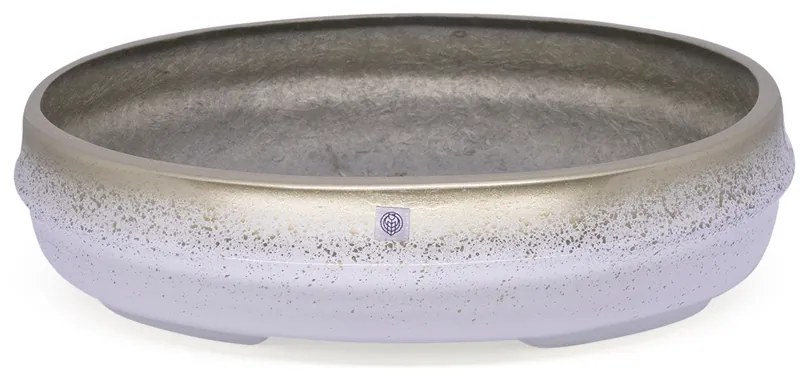 Vaso Bacia Decorativo Osaka Branco Gold Vietnamita 11,5x44x36 Cm - D'Rossi