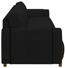 Sofá 3 Lugares 223cm Pés Madeira Amaranto M22 Veludo Preto - Mpozenato