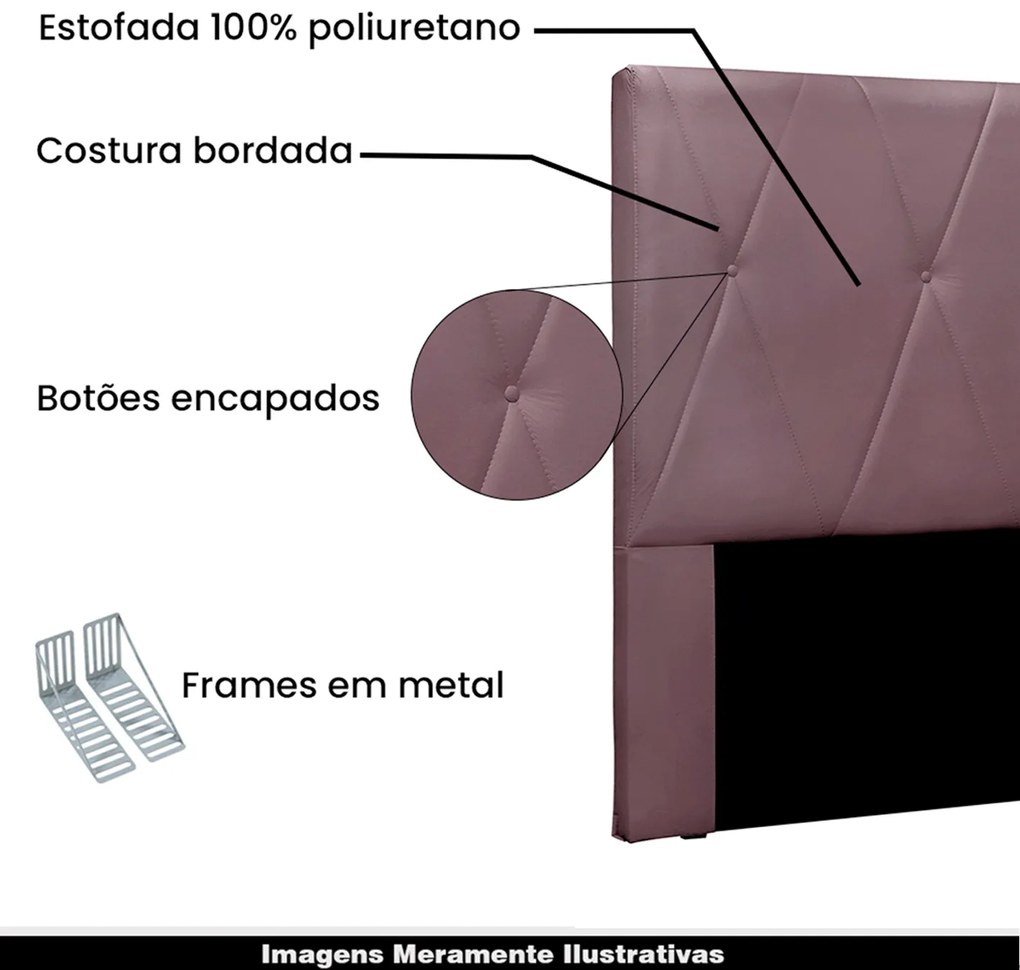 Cabeceira Decorativa Casal 1,40M Yves Veludo Uva G63 - Gran Belo
