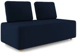 Sofá 2 Lugares 148cm Sala de Estar Rovier Veludo Azul Z32    - Mpozena