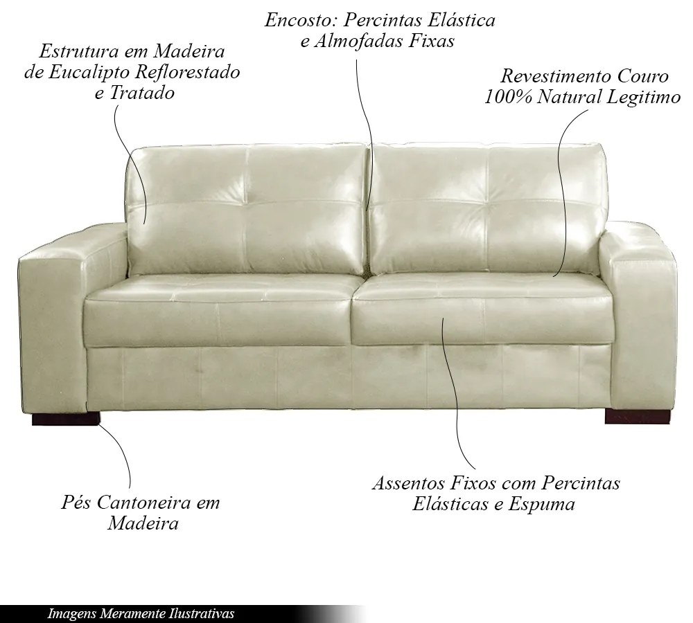 Sofá Decorativo 2 Lugares Turim 150cm Couro Tiza G58 - Gran Belo