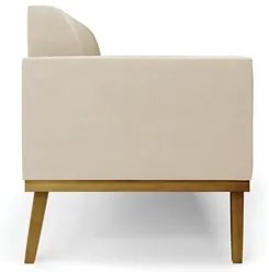 Sofá Namoradeira e 1 Poltrona Base Madeira Castanho Maressa Suede Bege