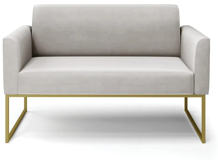 Sofá Namoradeira Base Industrial Dourado Marisa Veludo D03 - D'Rossi - Cinza