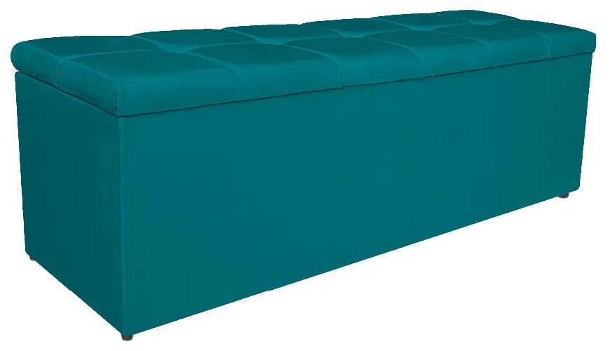 Calçadeira Estofada Manchester 195 cm King Size Suede Azul Turquesa - ADJ Decor