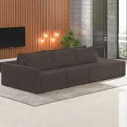 Sofá Ilha Modular com Puff para Sala Living 312cm Georgia Z08 Veludo M