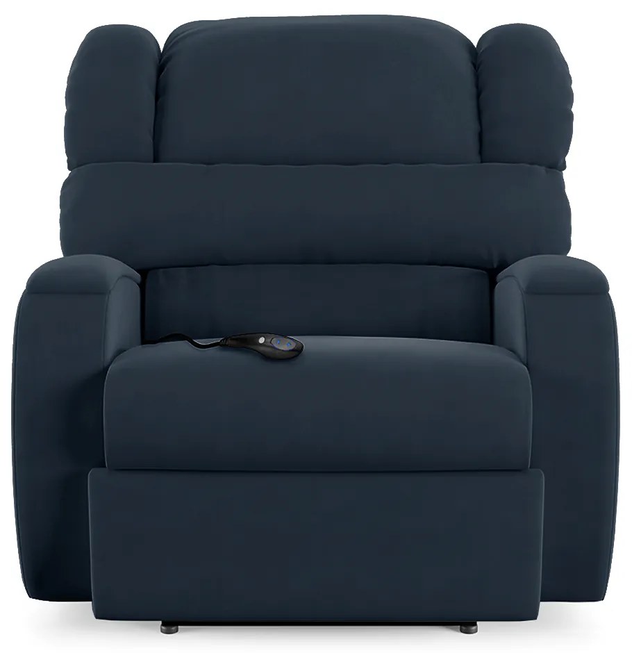 Poltrona do Papai Sala de Cinema Reclinável Kylie Controle Power Elétrico USB Veludo Azul G23