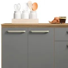 Balcão de Cozinha com Tampo 120cm Louis Z06 Freijó/Gris - Mpozenato