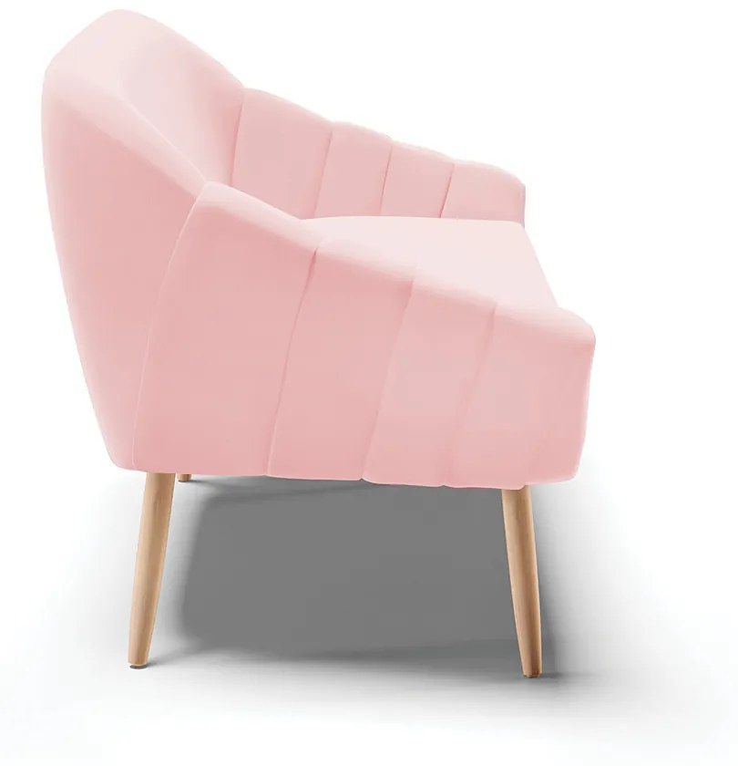 Namoradeira 02 Lugares Giovana Suede Rosa Bebê Pés Palito Natural - D'Rossi