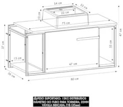 Gabinete Banheiro Suspenso 80cm Cuba Quadrada Ripy Mel/Branco Z54 - Mp