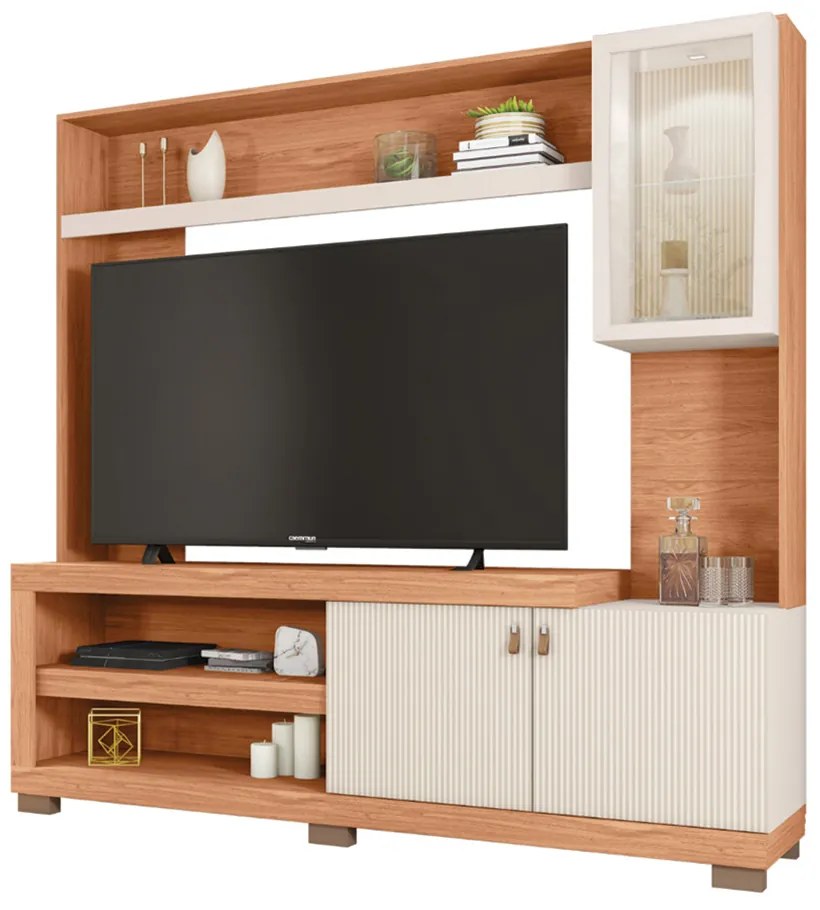 Home Theater Alvorada TV até 55 com LED Freijó/Off White G11 - Gran Belo