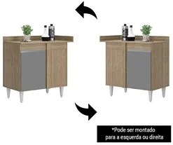 Balcão de Canto Reto com Tampo 1 Porta Denver Castanho/Cinza - Lumil
