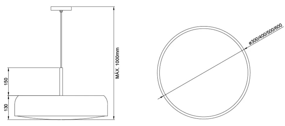 Pendente Bis Ø60X13Cm 8Xe27 Com Difusor Convexo / Haste De 15Cm | Usin... (MR-T - Marrom Texturizado)