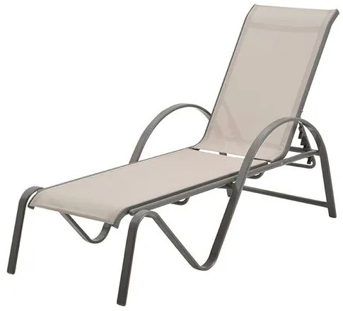 Espreguicadeira Parati em Tela Bege Estrutura Amendoa - 53841 Sun House