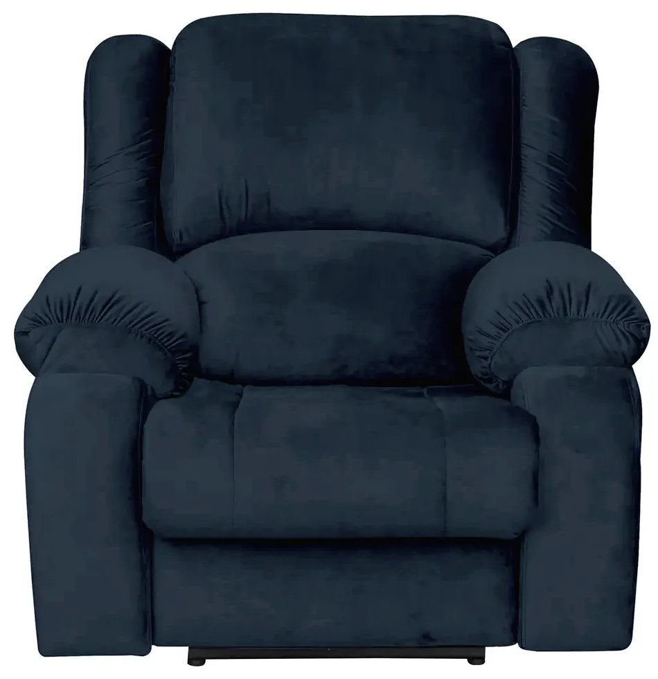 Poltrona do Papai Reclinável Elétrica com Massagem Magnum Veludo Azul Clássico G23 - Gran Belo