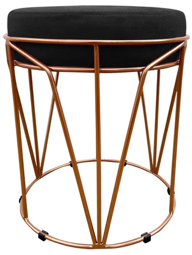 Puff Multiuso com Mesa Babu 2 em 1 Suede Base Cobre D'Rossi - Preto