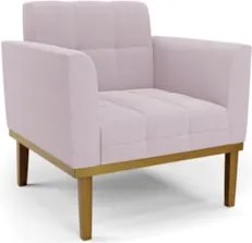 Poltrona Sala Base Madeira Castanho Kit 2 Ana Bouclé Rosê - Ibiza