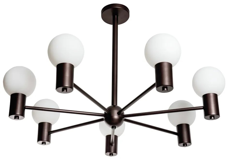 Pendente Nikko Ø92,5X55Cm C/ 5 Globos 5Xg9 / Haste Fixa / Globo Ø12Cm... (TT-M Titânio Metálico, CLEAR)