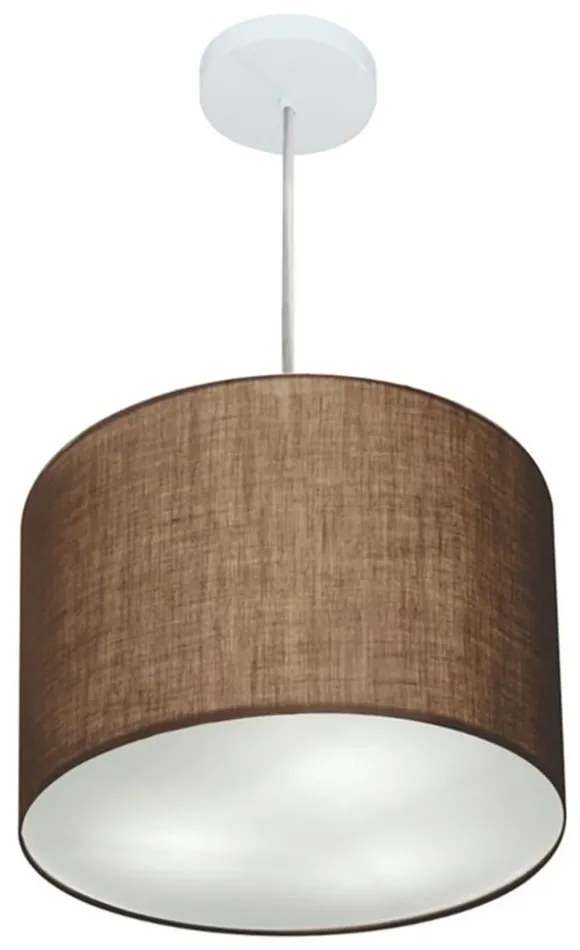 Lustre Pendente Cilíndrico Md-4212 Cúpula em Tecido 40x30cm Café - Bivolt