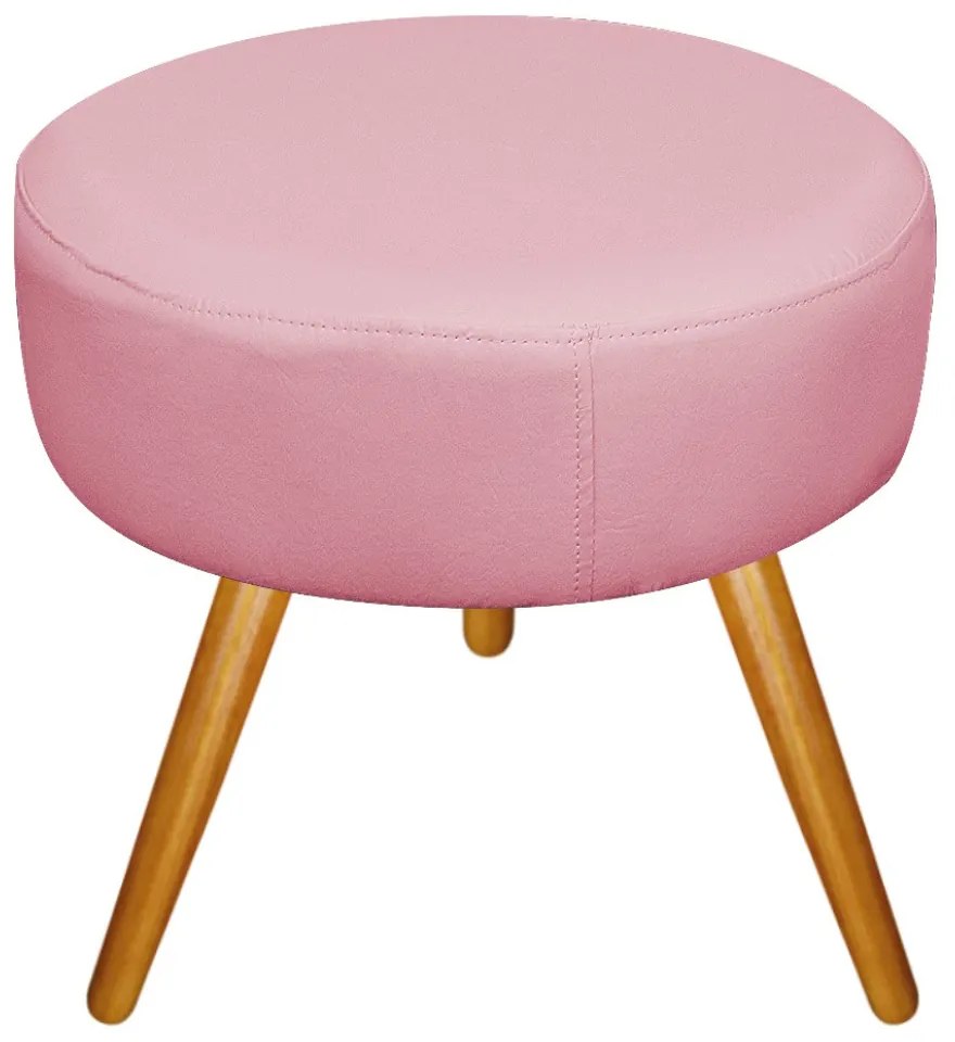 Kit 02 Puffs Sofia Palito Mel Suede Rosa Bebê - ADJ Decor