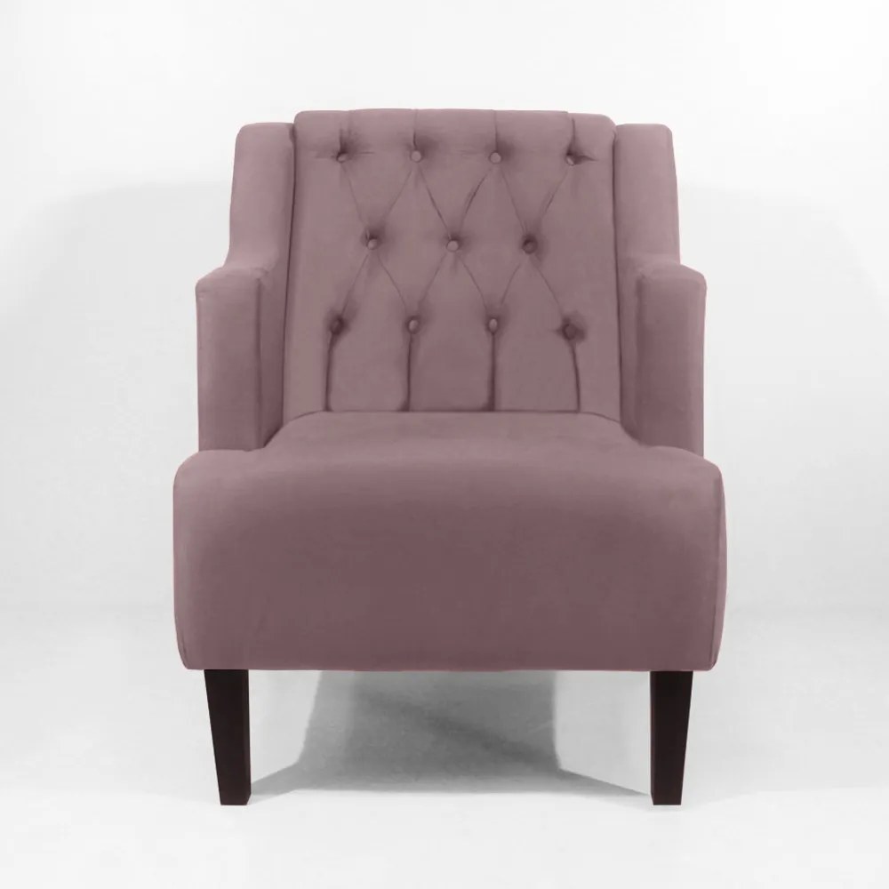 Poltrona Classic Suede Crepe Pés Trapézio Sala, Quarto, Decoração