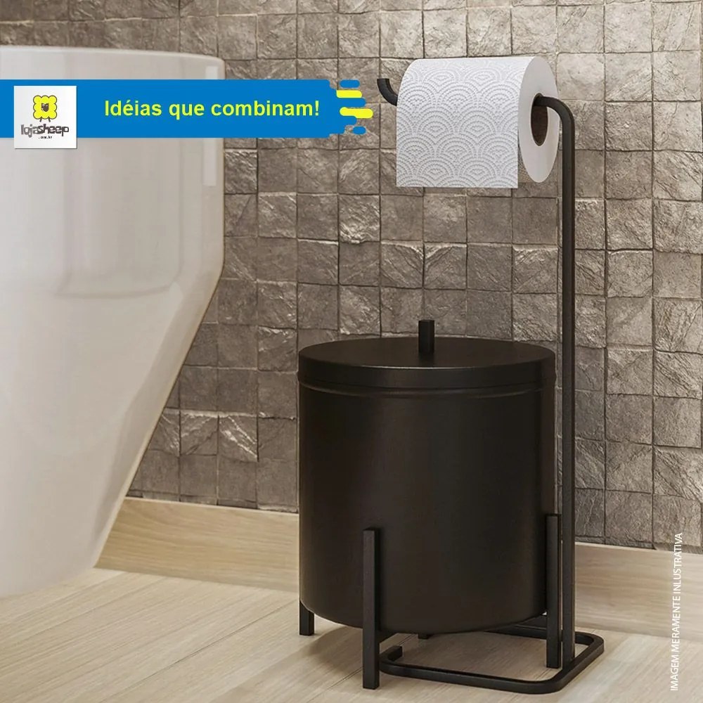 Suporte Porta Papel Higiênico de Chão Slim Preto - Loja Sheep - Preto