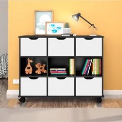 Nicho Organizador 6 Gavetas com Rodízios Preto/Branco - Qmovi
