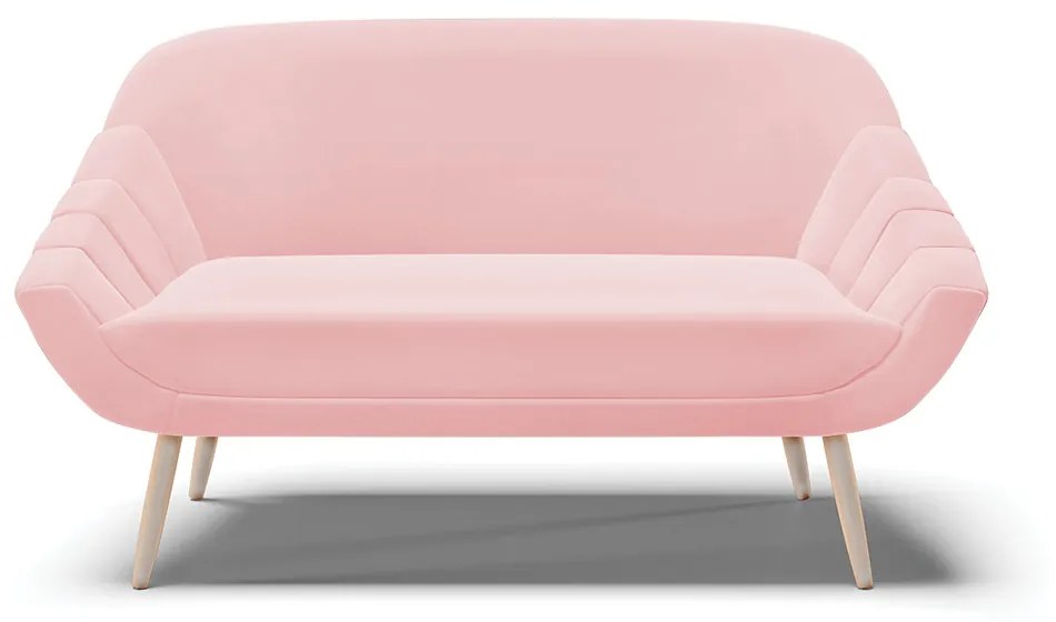 Namoradeira 02 Lugares Giovana Suede Rosa Bebê Pés Palito Natural - D'Rossi