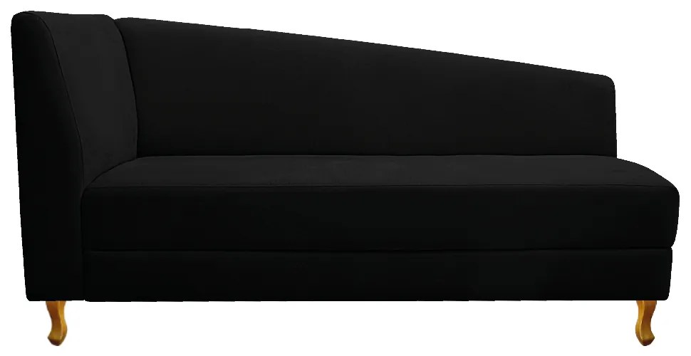 Recamier Valéria 185cm Lado Direito Suede Preto - ADJ Decor