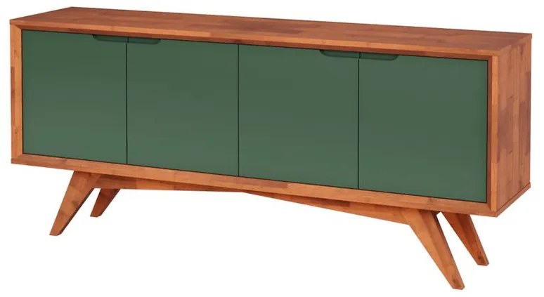 Buffet Querubim 4 Portas Natural e Verde Musgo - Wood Prime MP 27595