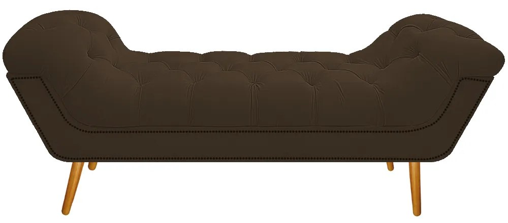 Calçadeira Estofada Veneza 140 cm Casal Suede Marrom - ADJ Decor
