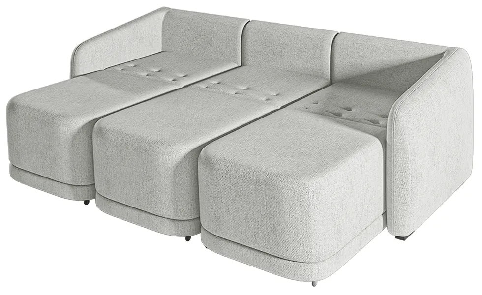 Sofá Cama Modulado Retrátil e Reclinável Decorativo Varsóvia 336cm Linho Cinza G33 - Gran Belo