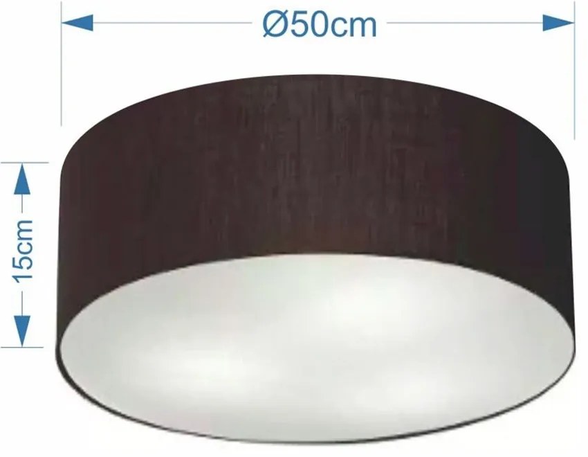 Plafon Cilíndrico Md-3014 Cúpula em Tecido 50x15cm Preto - Bivolt