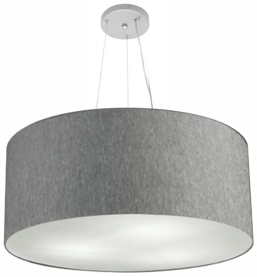 Lustre Pendente Cilíndrico Md-4135 Cúpula em Tecido 70x30cm Rustico Cinza - Bivolt