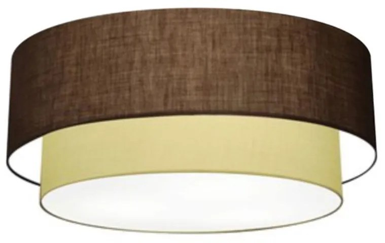 Plafon Duplo Cilíndrico Vivare Md-3024 Cúpula em Tecido 60x50cm - Bivolt - Café-Bege - 110V/220V