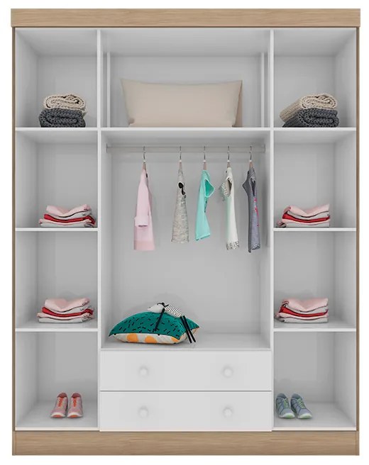 Guarda Roupa Infantil Isis 4 Portas 2 Gavetas Branco/Cartagena - Incorplac - Branco