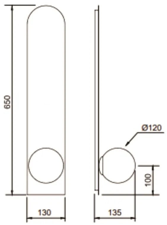 Arandela Aliança 13X65X13Cm 01Xg9 Globo 10Cm - Usina 90035/1 (PT / CB-P - Preto Texturizado / Cobre Brilho Polido, Branco (Fosco))