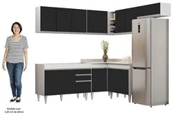 Armário de Cozinha Modulado de Canto 7 Peças CP19 Balcão sem Tampo Bra