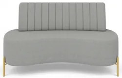 Sofá 2 Lugares 135cm Pés Aço Dourado Tamar Boucle Cinza Z08 - Mpozenat
