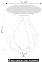 Mesa Lateral Apoio Para Sala Pé de Madeira Samba Off White E05 - Mpoze