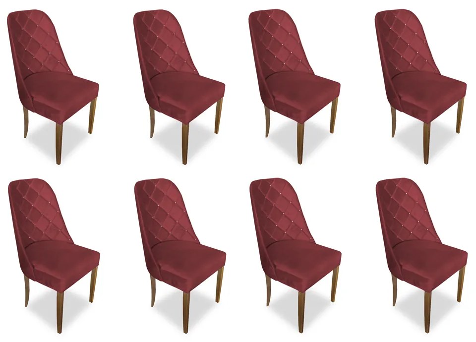 kit com 8 Cadeiras de Jantar Dublin Suede Vermelho