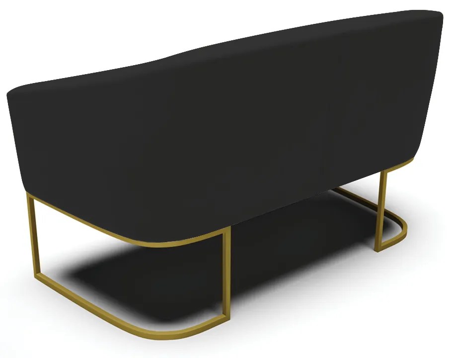 Sofá 2 Lugares Namoradeira Industrial Dourado Stella Veludo D03 - D'Rossi - Preto