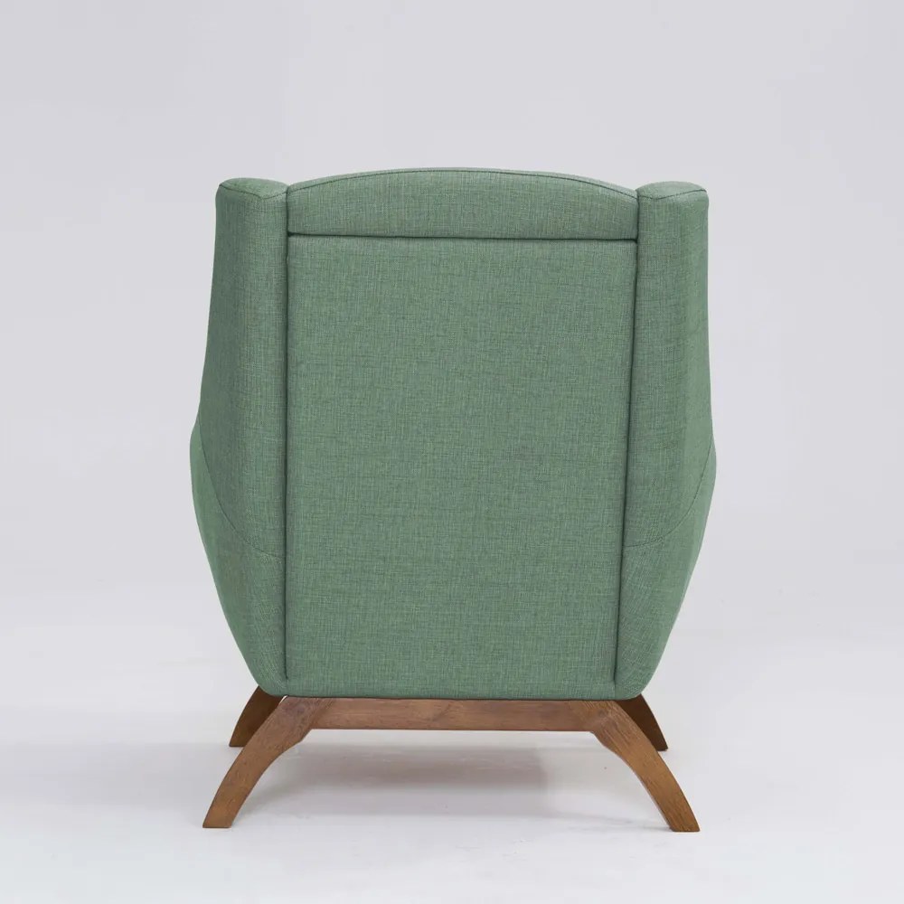 Poltrona Decorativa Mildred D07 Pés Madeira Linho Mescla Verde - D'Rossi