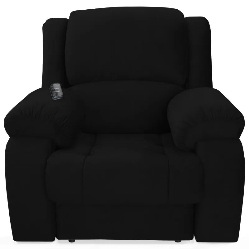 Poltrona Decorativa Magnum Reclinável Elétrica com Massagem Suede Preto