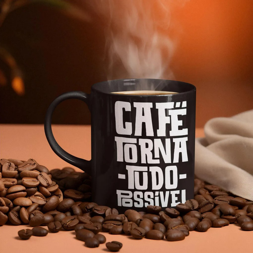 Kit Copo Térmico com Abridor e Caneca Café Torna Tudo Possível
