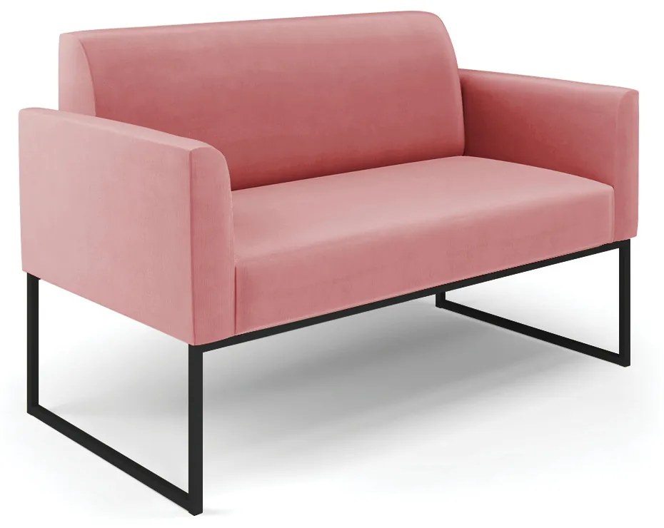 Sofá Namoradeira Base Industrial Preto Marisa Suede D03 - D'Rossi - Rose