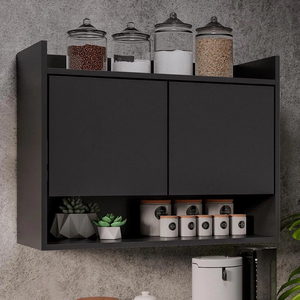 Armário Aéreo com 2 Portas Chico Preto G96 - Gran Belo
