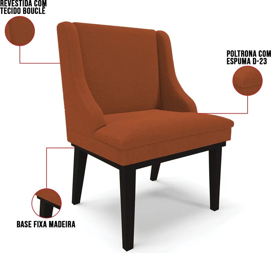 Cadeira Sala de Jantar Base Madeira Preto Liz Bouclê D03 - D'Rossi - Terra